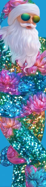 Free printable Christmas bookmarks of a light-up blue Santa